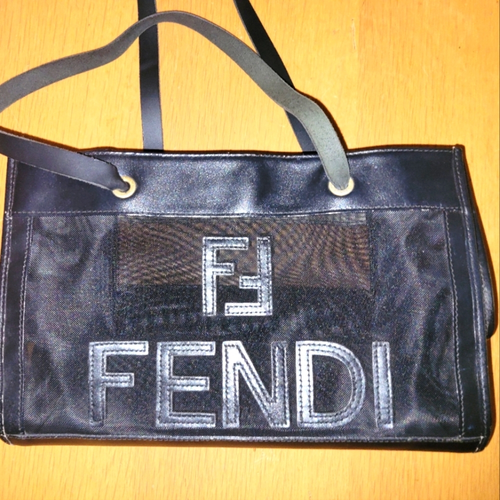 FENDI Black mesh small tote